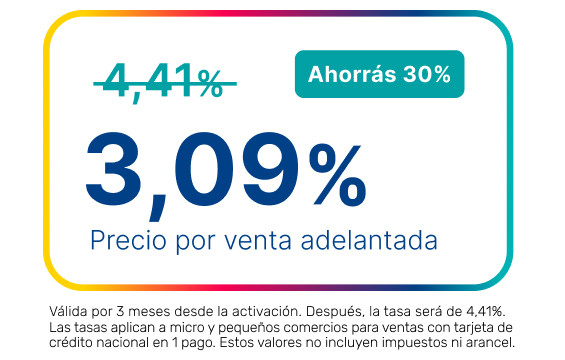 Promoción 30% off por venta adelantada