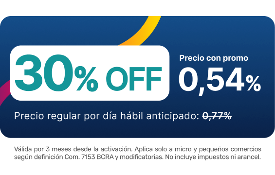 Promoción 30% off por venta adelantada
