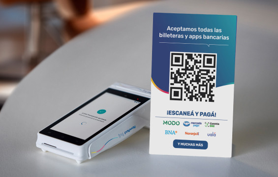 Terminal Payway y display para cobrar con QR