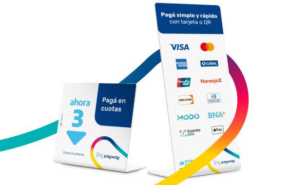 Piezas de señalización gratuitas de Payway para informar los medios de pago